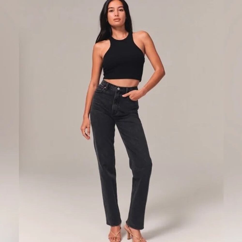 Abercrombie & Fitch Black ‘90s Straight Ultra High Rise Jean Size 31 12 EUC
